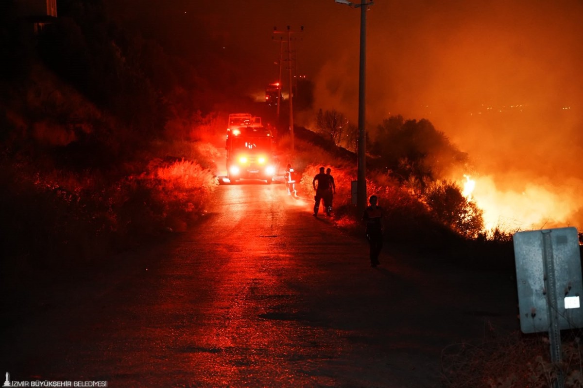 İzmir’in kuzeyinde orman yangını alarmı